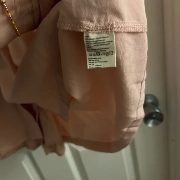 Free People Peach/pink Button Down Babydoll Mini Dress. Oversized. Size S. EUC! - Picture 4 of 12